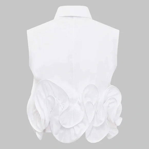 Micas Button Ruffle Ruched Tank Top - Picture 4 of 12